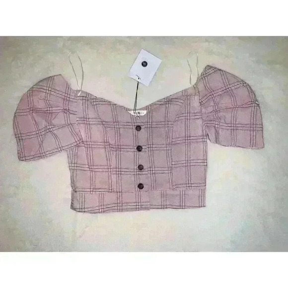 Junior’s Pink Plaid Top - Picture 1 of 3